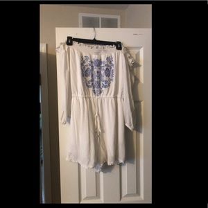 White off the shoulder Romper